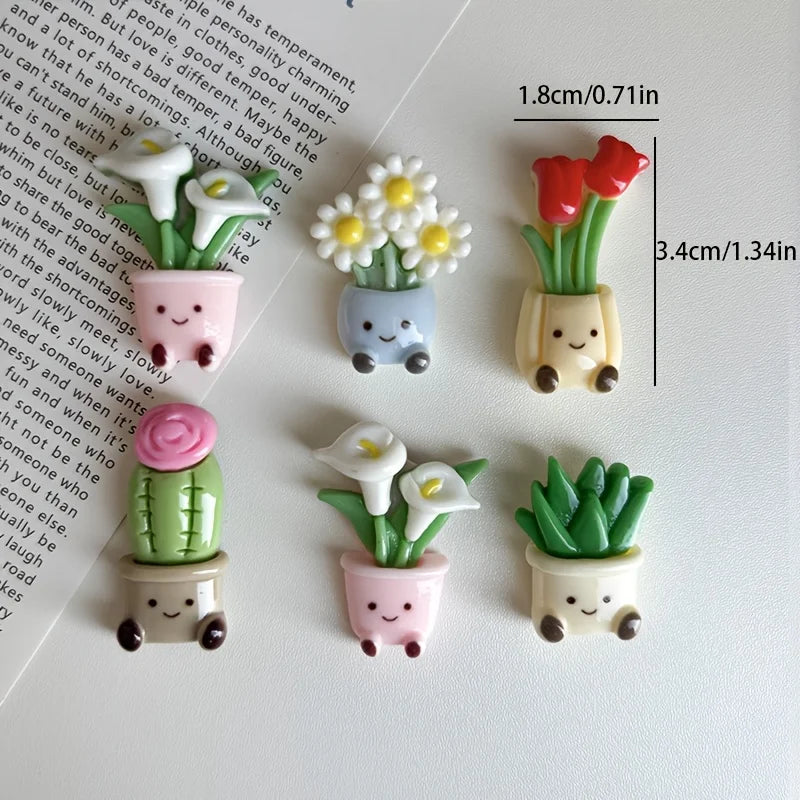 Cute Kawaii Potted Plant Fridge Magnets – Cactus & Flower Decorative Fridge Magnets Babs