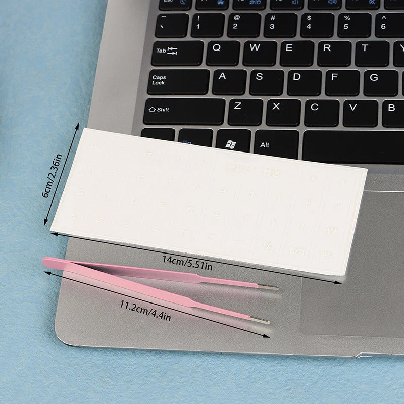 Korean Keyboard Stickers – Transparent Film, Universal Laptop & Desktop Keyboard Stickers Babs White