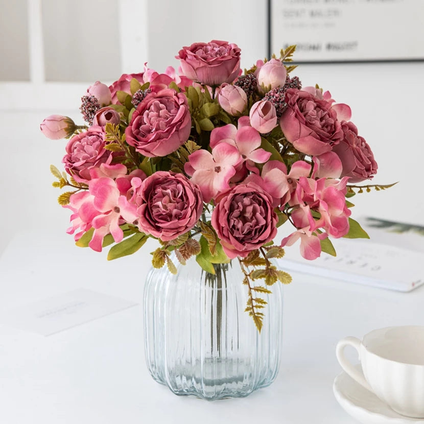 32CM Silk Peony Hydrangea Artificial Flower Bouquet | Home Decor Artificial Flower Bouquet Babs