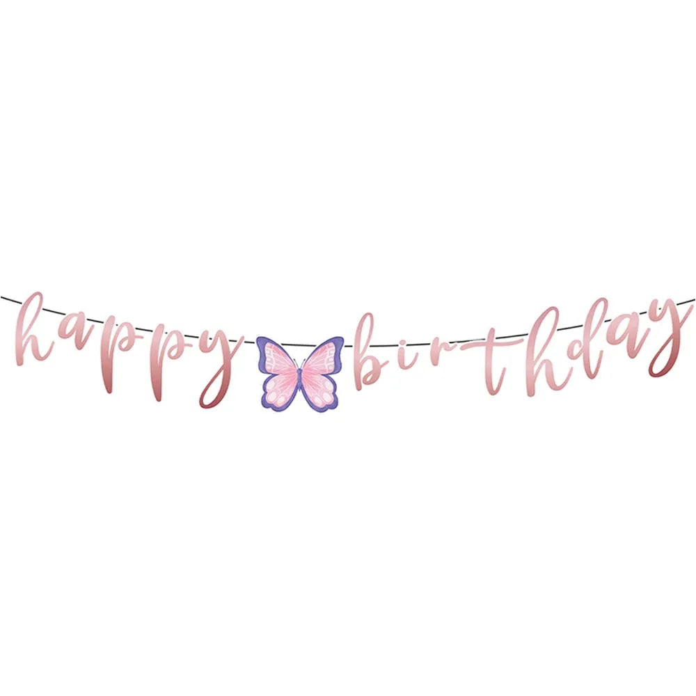 Butterfly Party Supplies Set – Plates, Cups & Foil Balloons