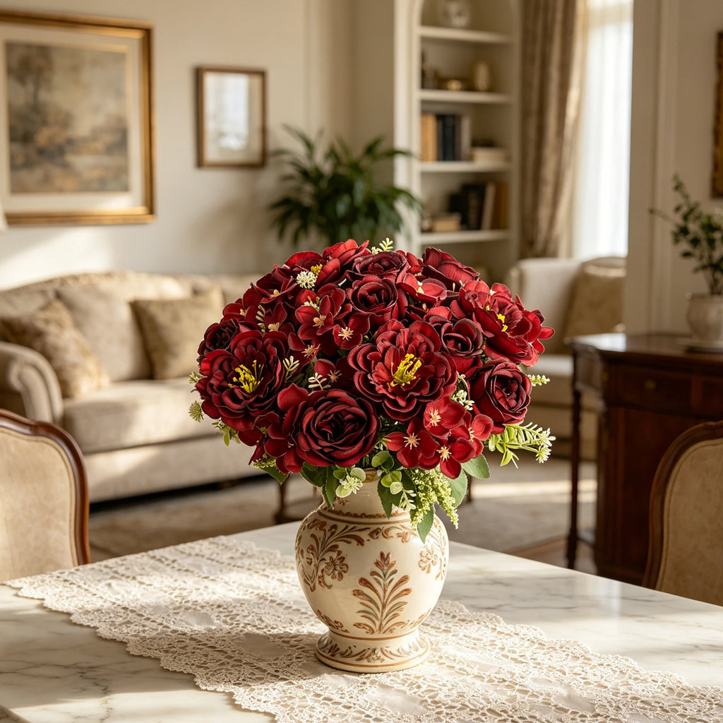 Artificial Silk Peony Hydrangea Bouquet – Wedding & Home Décor Artificial Flower Bouquet Babs