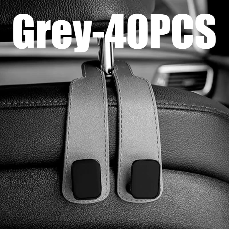 Car Seat Back Hook – Headrest Bag Hanger & Organizer Car Seat Organizer Babs Grey-40PCS
