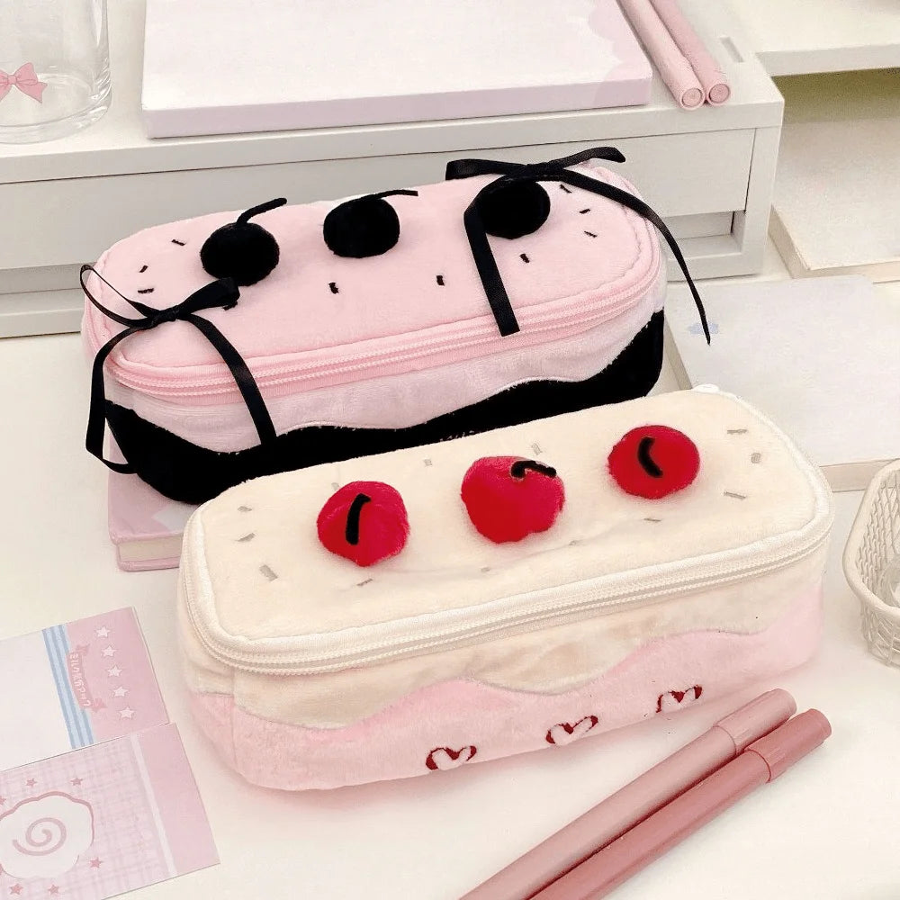 Cute Cherry Cake Plush Pencil Case | Back to School Pouch Plush Pencil Case Babs