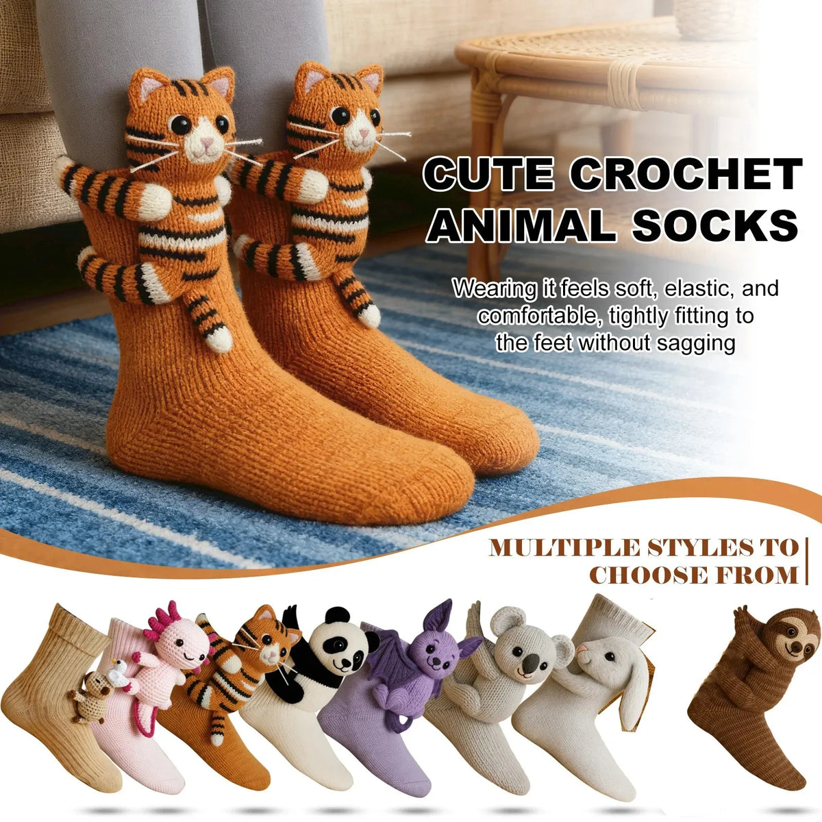 3D Knitted Animal Floor Socks – Cute Sloth & Panda Gift Novelty Knitted Socks Babs
