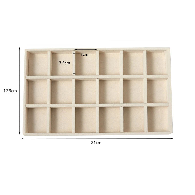 Velvet Jewelry Display Tray – Ring, Earring & Necklace Box Jewelry Display Tray Babs 18 grids