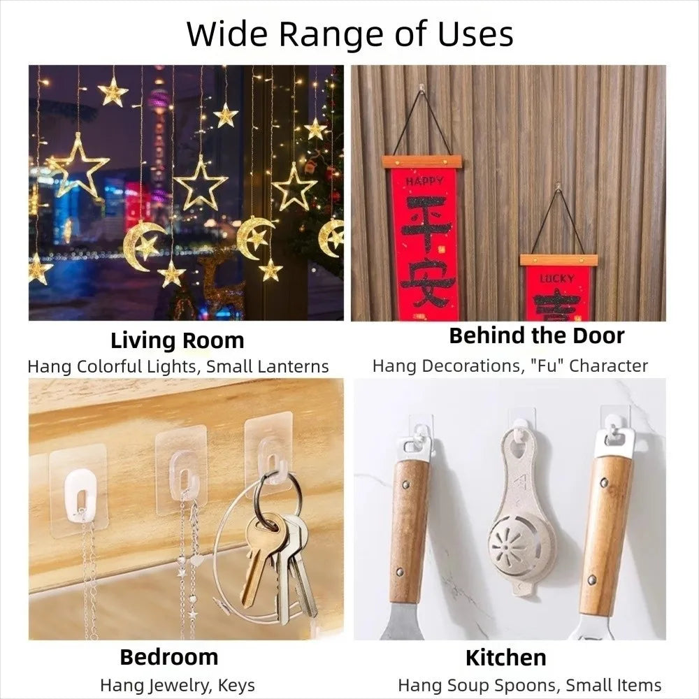 Transparent Invisible Self-Adhesive Hooks – 9-Pack, No-Trace Self-Adhesive Hooks Babs