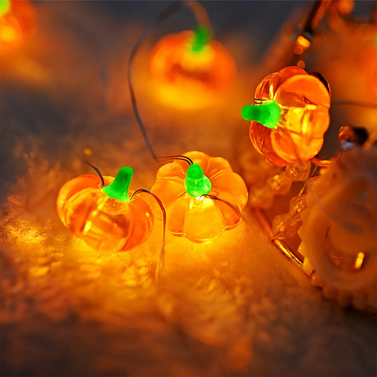 Halloween Pumpkin LED String Lights – 10/20/30 LED Battery LED String Lights Babs