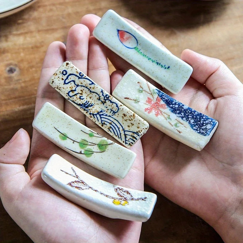 4-Pack Porcelain Chopstick Holder & Spoon Rest | Ceramic Set Chopstick Holder Set Babs