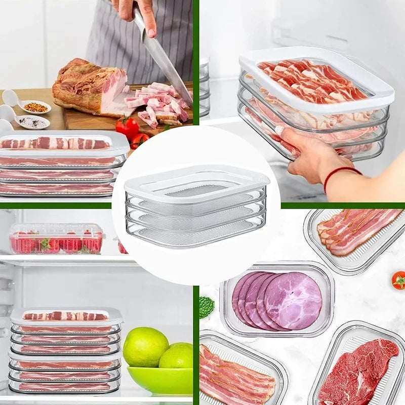 Stackable Deli Meat & Cold Cuts Storage Containers w/ Lids Food Storage Container Babs