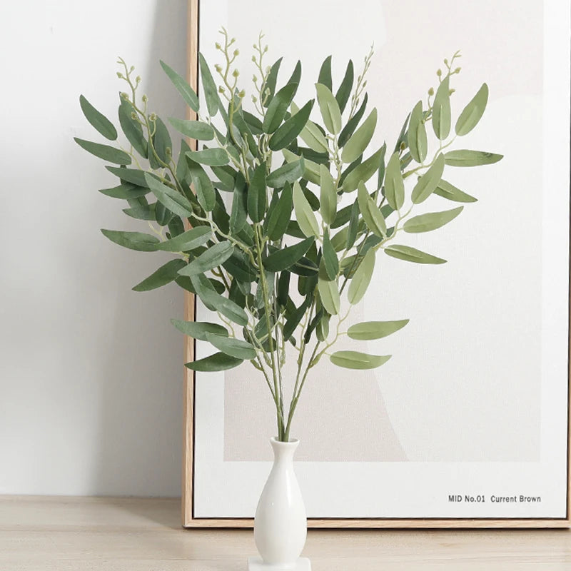 Artificial Willow Eucalyptus Leaf Stems – Silk Floral Décor Artificial Leaf Stem Babs Green
