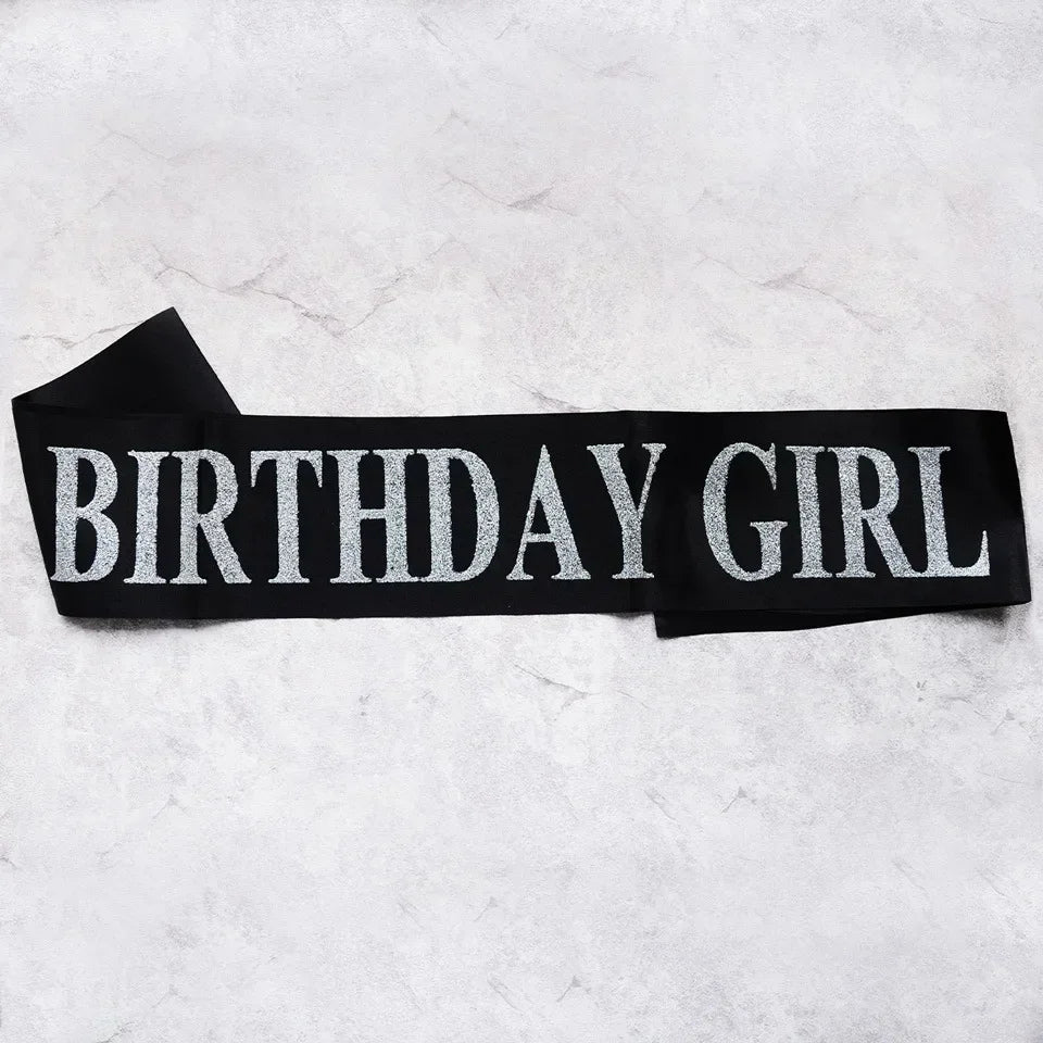 Rose Gold Satin Sash & Crystal Crown Tiara Set – Birthday Party