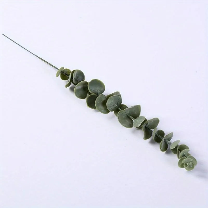 42cm Artificial Eucalyptus Leaf Stems – Set of 10 | PVC Decor Artificial Plant Stems Babs