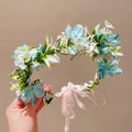 Boho Artificial Flower Crown Wreath Headband – Bridal & Party Flower Crown Headband Babs blue A