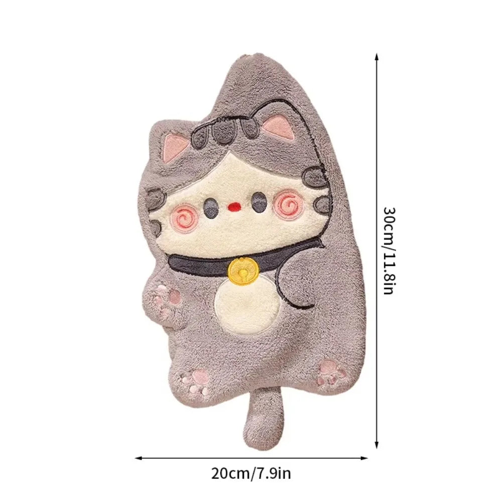 Cartoon Cat Coral Velvet Hand Towel – Quick Dry Absorbent Hand Towel Babs