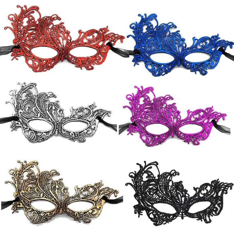 20pc Lace Masquerade Eye Masks – Purple Pink Red Party Set Masquerade Eye Mask Babs