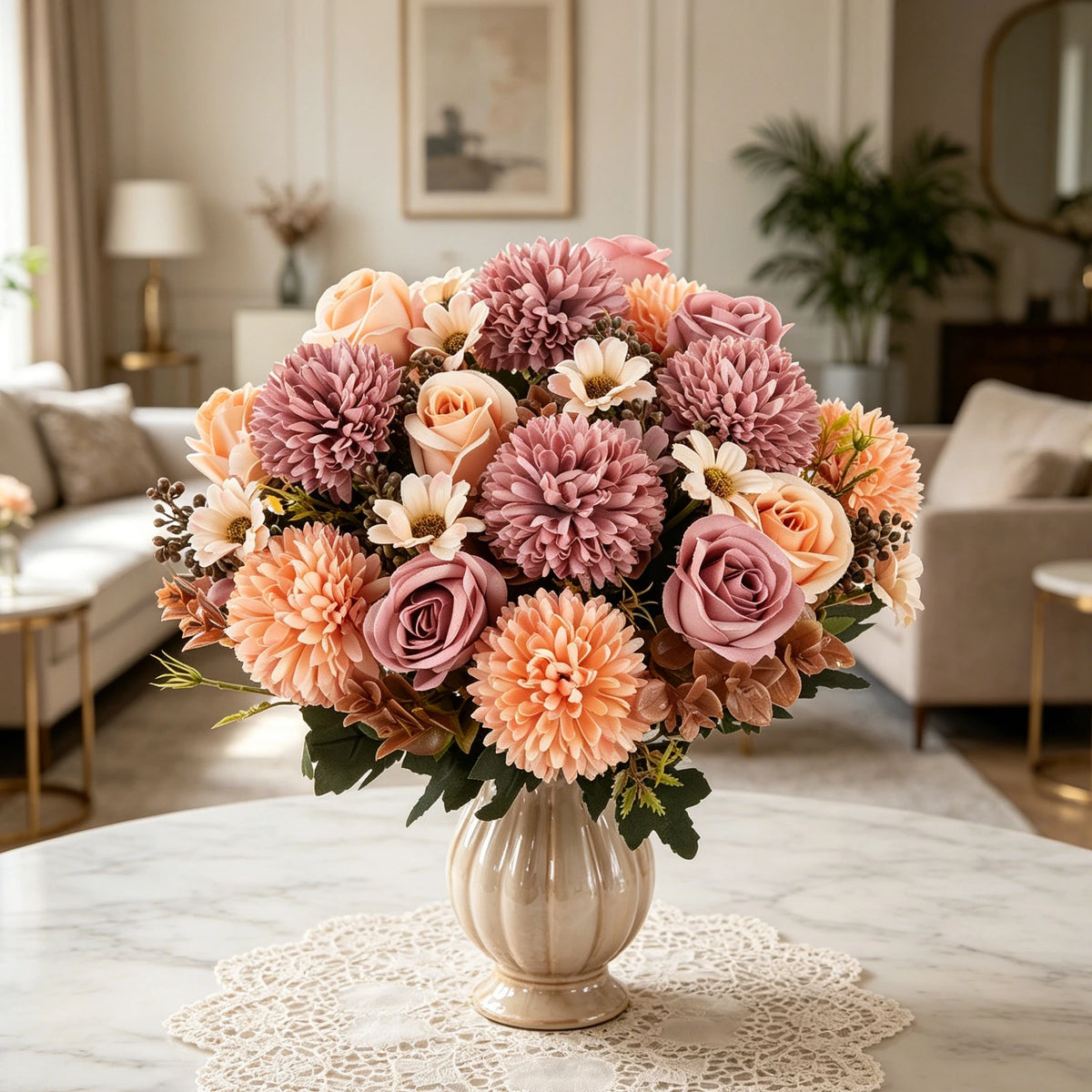 Silk Rose Artificial Bouquet – Wedding & Home Décor Flowers Artificial Flower Bouquet Babs
