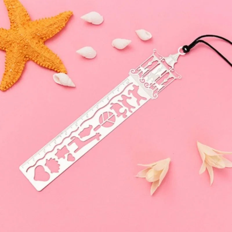 4PCS Retro Hollow Metal Ruler Bookmarks & Drawing Template Set Metal Ruler Template Set Babs