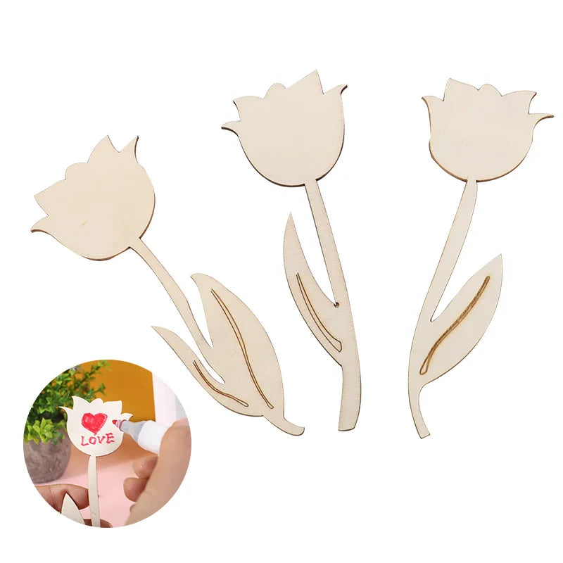 12Pcs Unfinished Wooden Tulip Ornaments – DIY Easter Crafts DIY Wood Craft Kit Babs