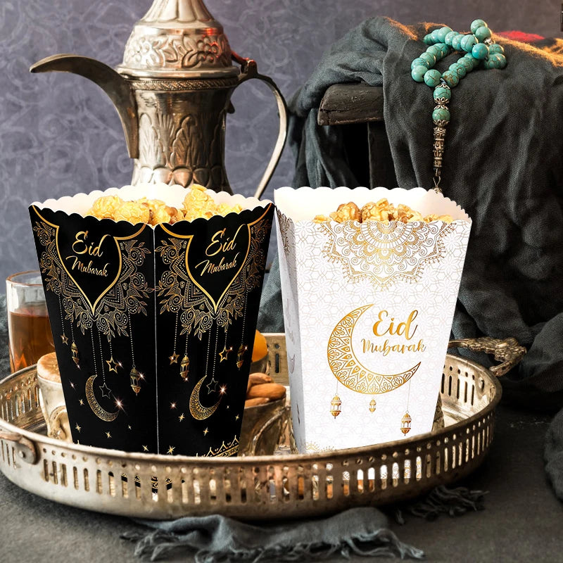 6pcs Eid Mubarak Candy & Popcorn Gift Boxes – Ramadan Party Party Gift Boxes Babs