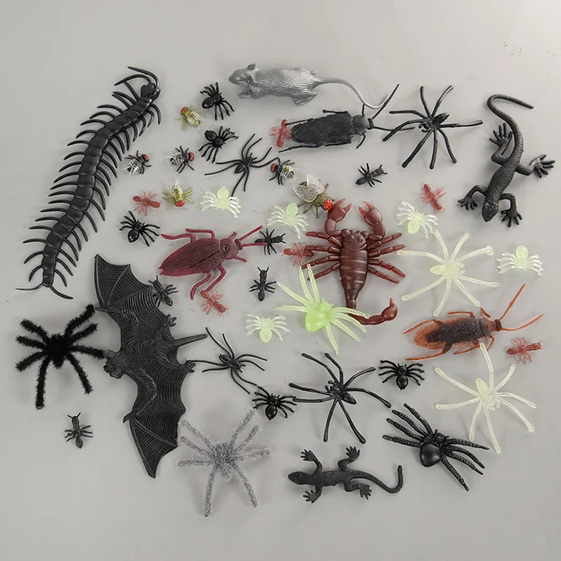 Halloween Plastic Spider Bat Bug Set – Scary Party Props Halloween Trick Props Babs