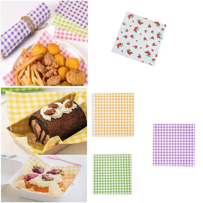 Gingham Wax Paper Sheets – Greaseproof Food Wrapping & Liners Food Wrapping Paper Babs