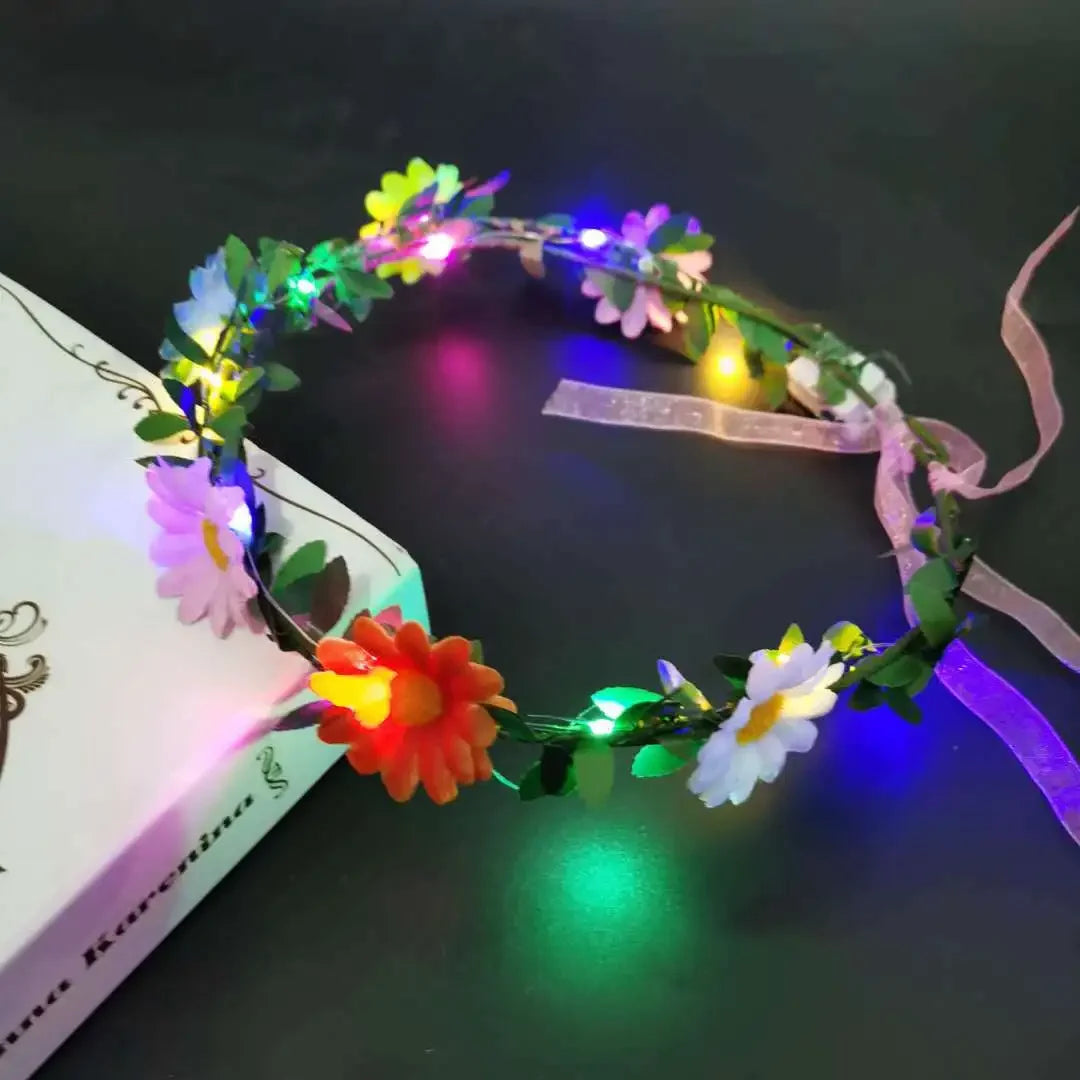 10pcs LED Glow Flower Headbands for Parties, Weddings & Cosplay LED Flower Headband Babs