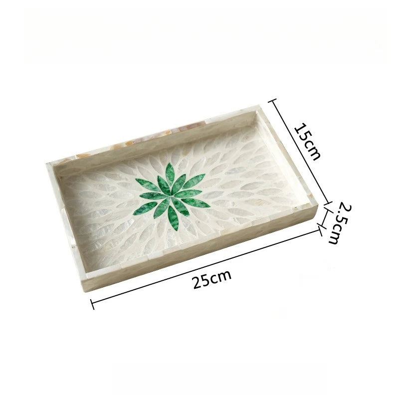 Natural Seashell Decorative Tray – Retro Square Storage Plate Decorative Storage Tray Babs Summer Green