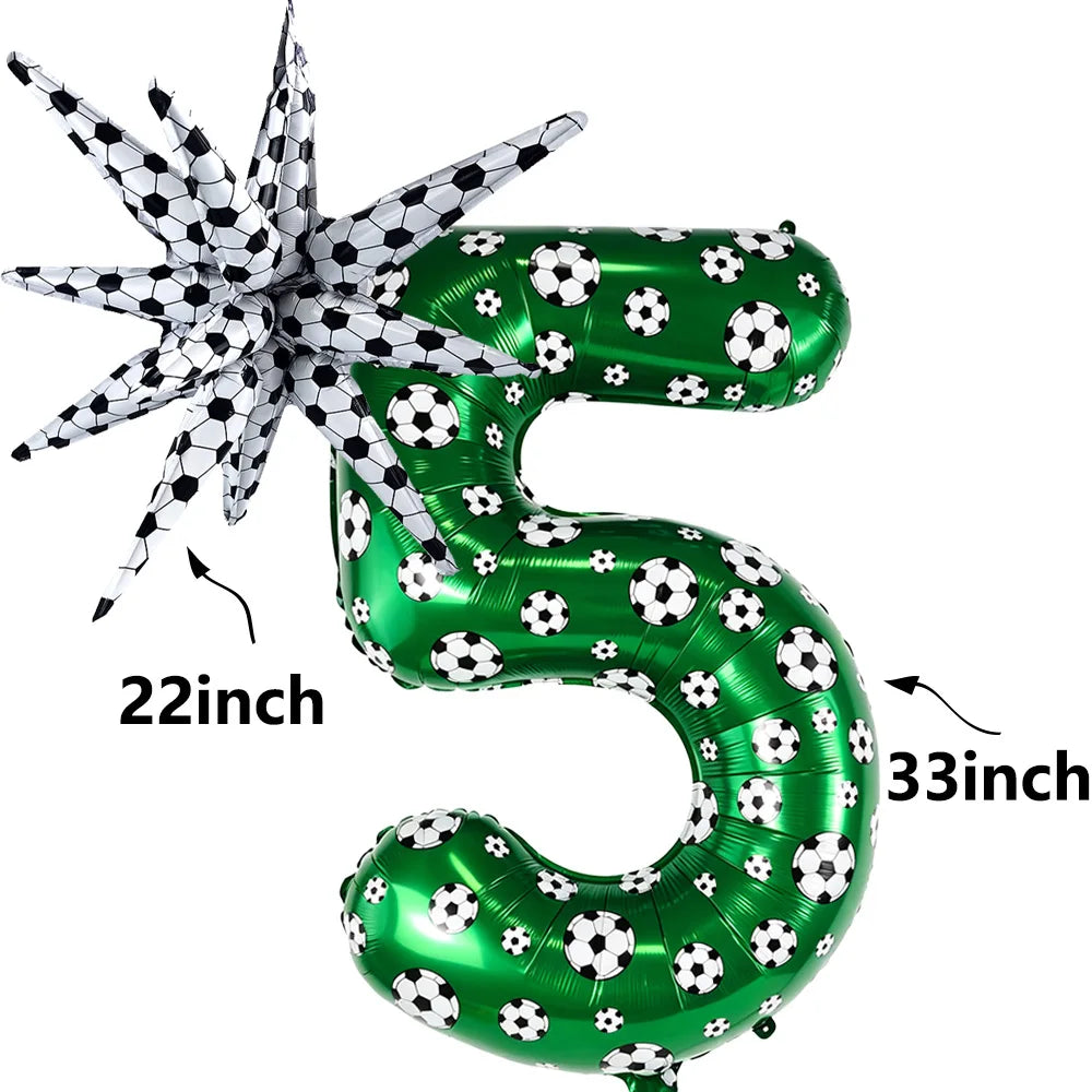 Green Soccer Number Foil Balloons Set 0-9 | Football Party Decor Party Foil Balloons Babs B number-5 As pictures show