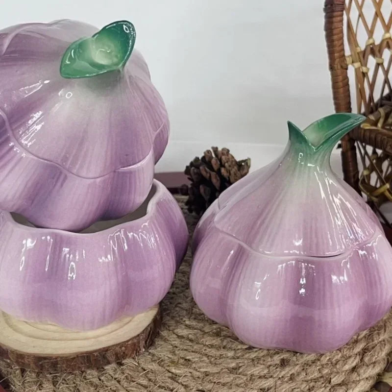 Ceramic Purple Onion Storage Jar – Decorative Kitchen Container Ceramic Storage Jar Babs