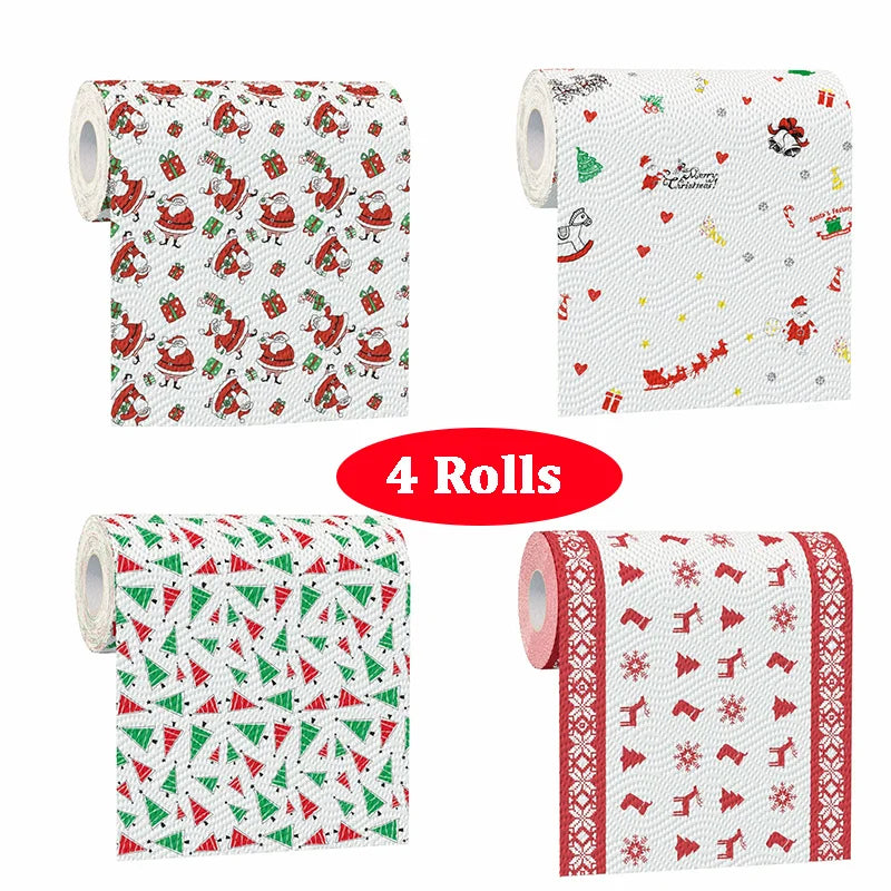 Christmas Paper Towels – Holiday Print Disposable Rolls, 48 Sheets Holiday Paper Towels Babs 4 Rolls