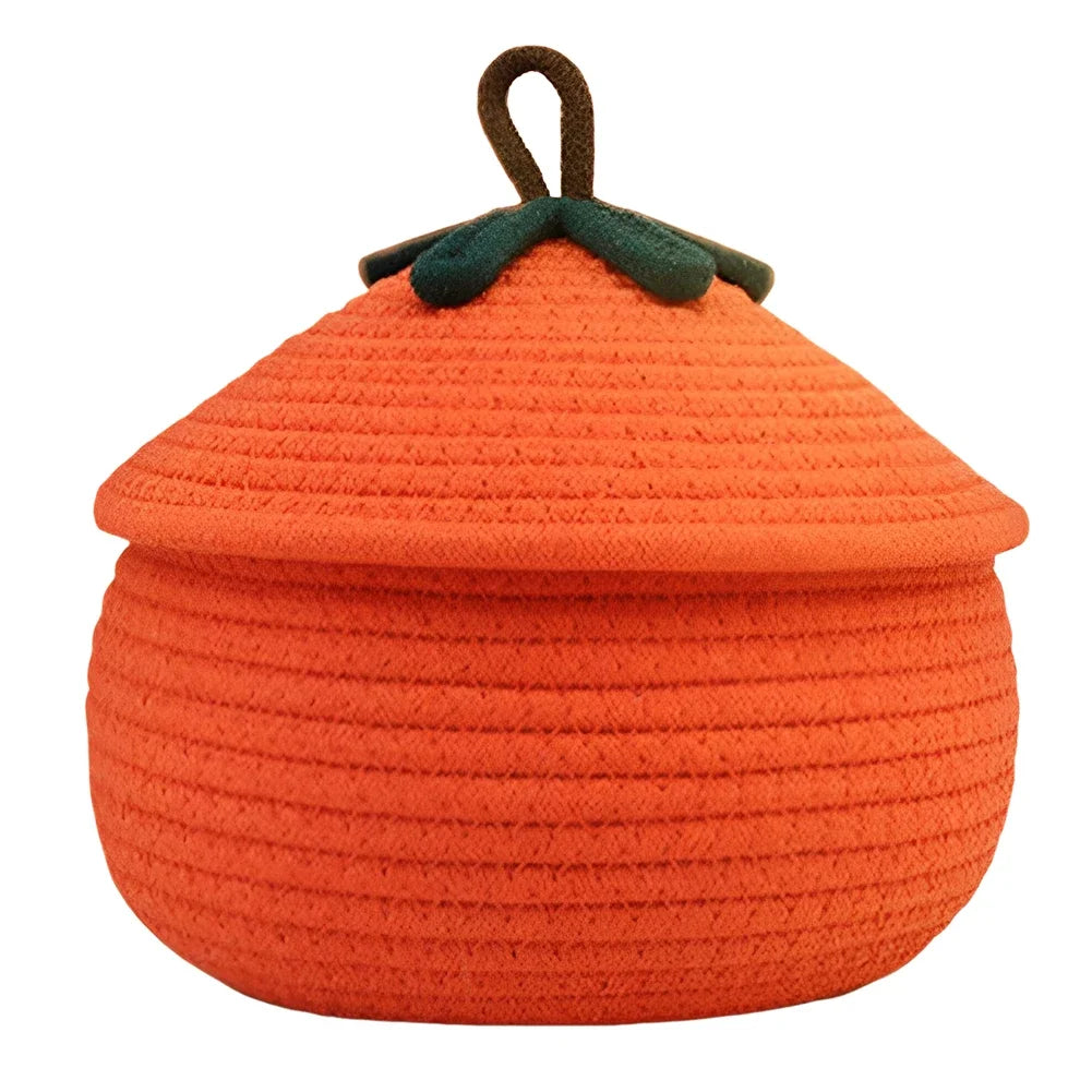 Halloween Woven Pumpkin Basket with Lid | Candy & Gift Basket Halloween Storage Basket Babs 18x18cm