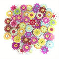 100pcs Painted Flower Wood Buttons – Mixed Colors for Crafts Wooden Craft Buttons Babs 100pcs