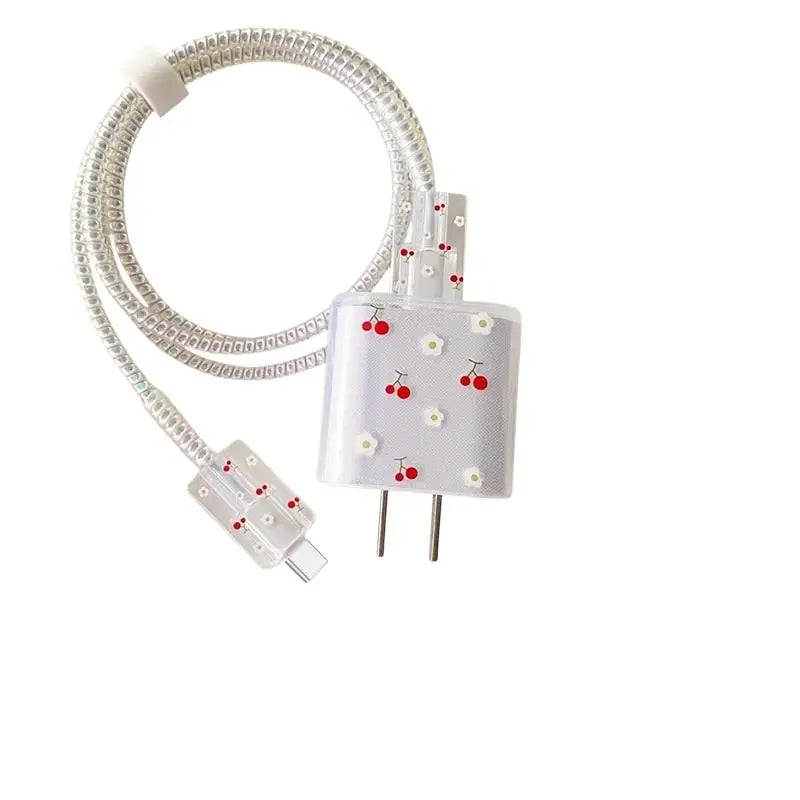 USB Charger & Cable Protector Set – Cute Heart TPU Cover Cable Protector Set Babs