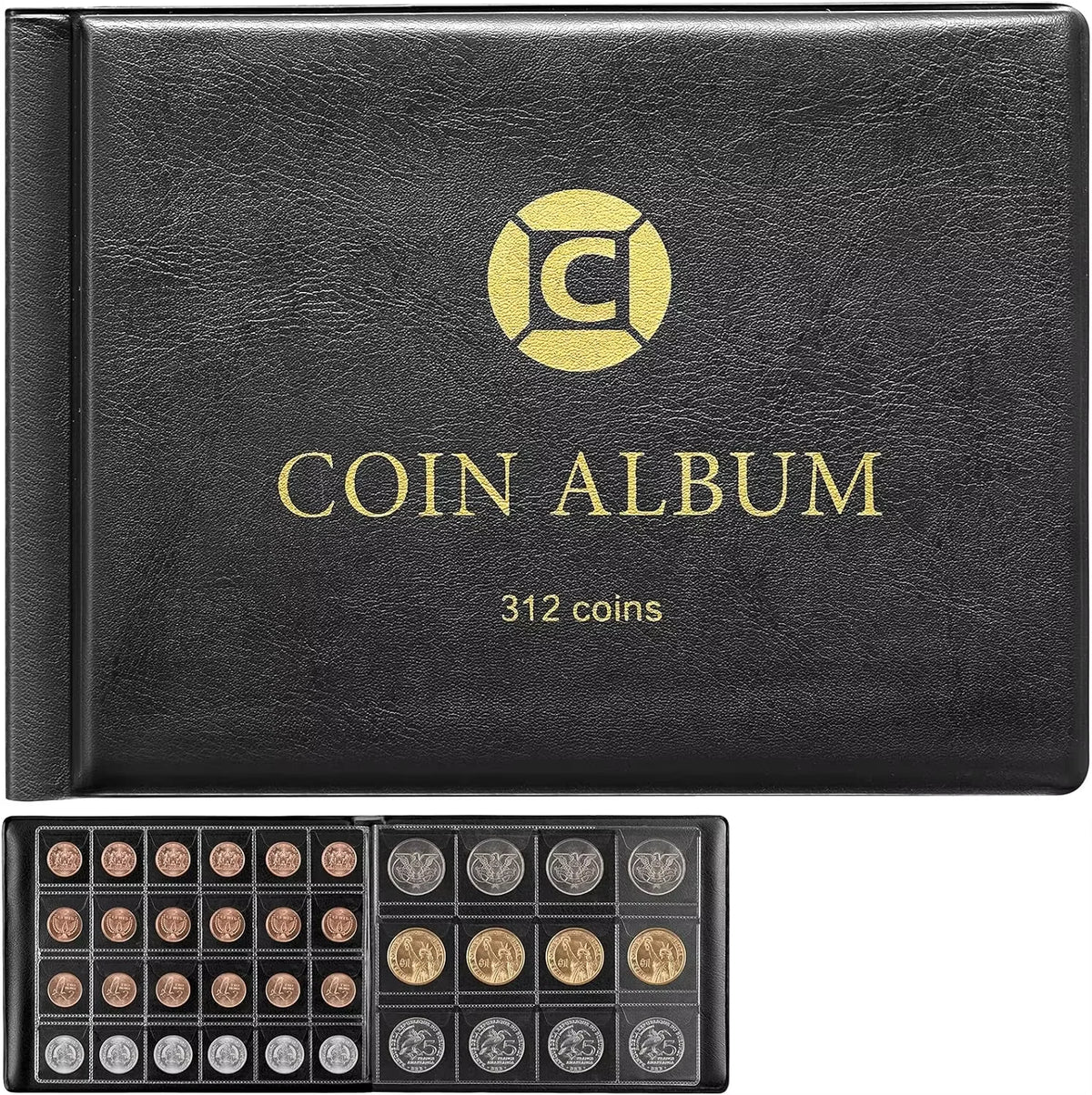 312-Pocket Coin Collection Album Binder | 20–46mm Coins Coin Collection Album Babs black
