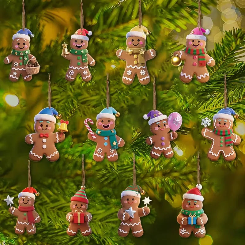 12/24pcs Gingerbread Man Wooden Christmas Tree Ornaments Christmas Tree Ornaments Babs