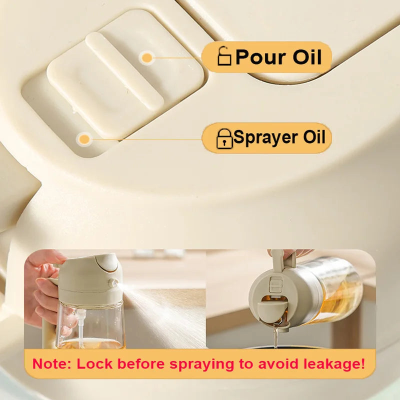 2-in-1 Glass Oil Sprayer & Dispenser Bottle 450ml Kitchen Oil Sprayer Dispenser Babs