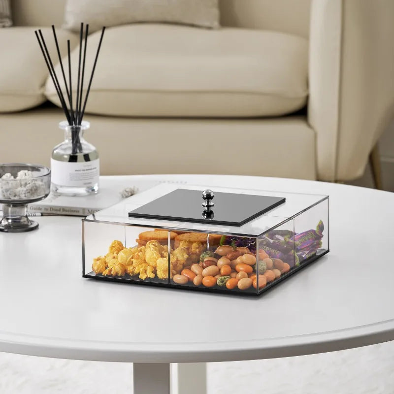Acrylic Snack Organizer Box with Lid – 4-Compartment Storage Snack Storage Box Babs