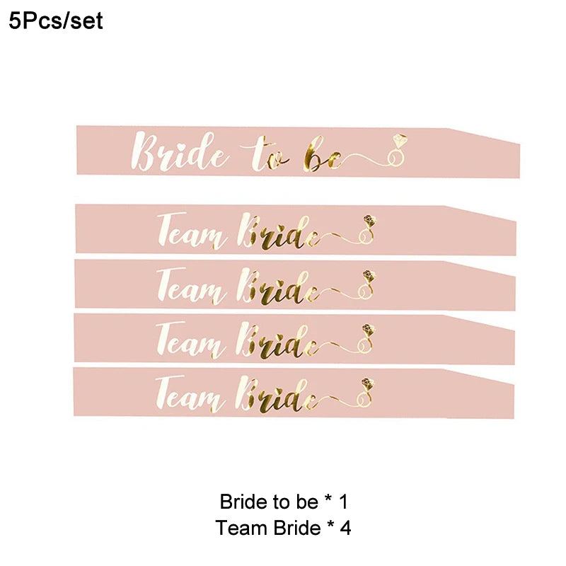 Bride To Be Satin Sash & Veil – Bachelorette Party Set Bridal Party Sash Set Babs 5pcs set