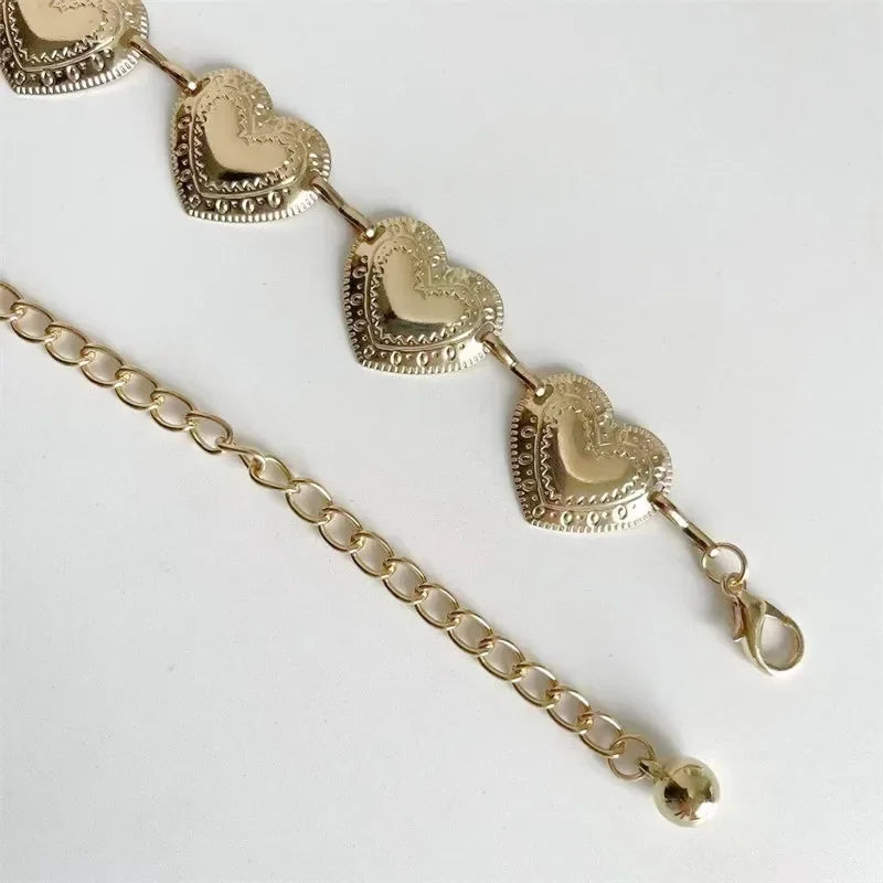 Vintage Heart Chain Waist Belt – Women's Tassel Body Jewelry Chain Waist Belt Babs