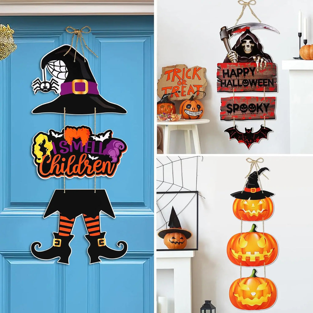 Halloween Pumpkin Door Hanger – Rustic Spooky Wall Plaque Halloween Door Hanger Babs