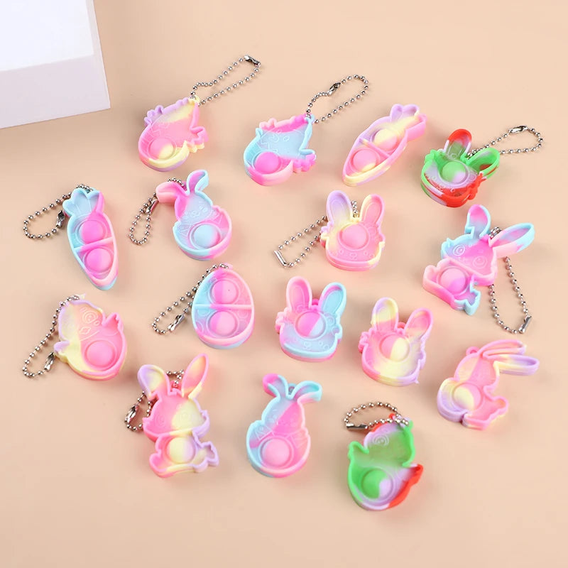 Mini Pop Keychains Easter Rabbit Egg Party Favors 10/20Pcs Easter Party Favors Babs