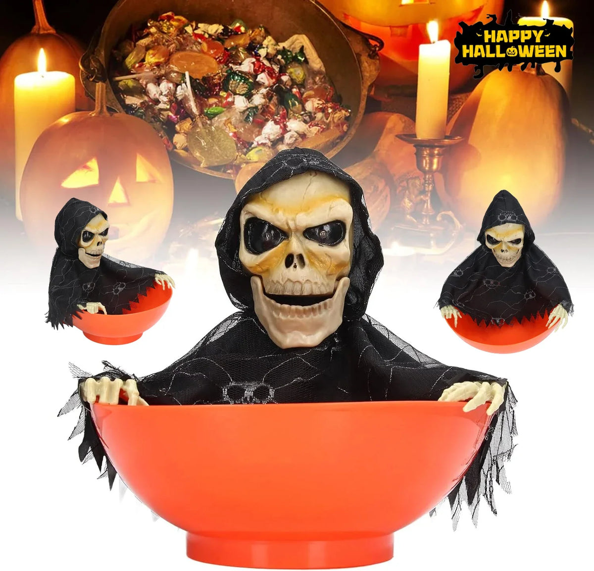 Halloween Electric Ghost Fruit Tray – Glowing & Swinging Prop Halloween Prop Decoration Babs