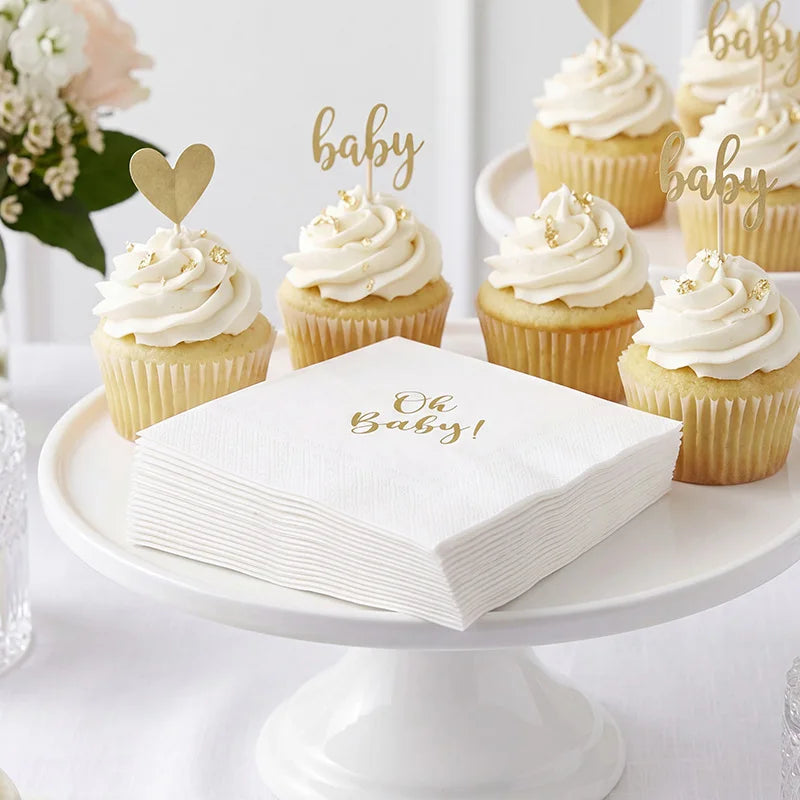 20Pcs Oh Baby Paper Napkins – Baby Shower & Gender Reveal Disposable Party Napkins Babs
