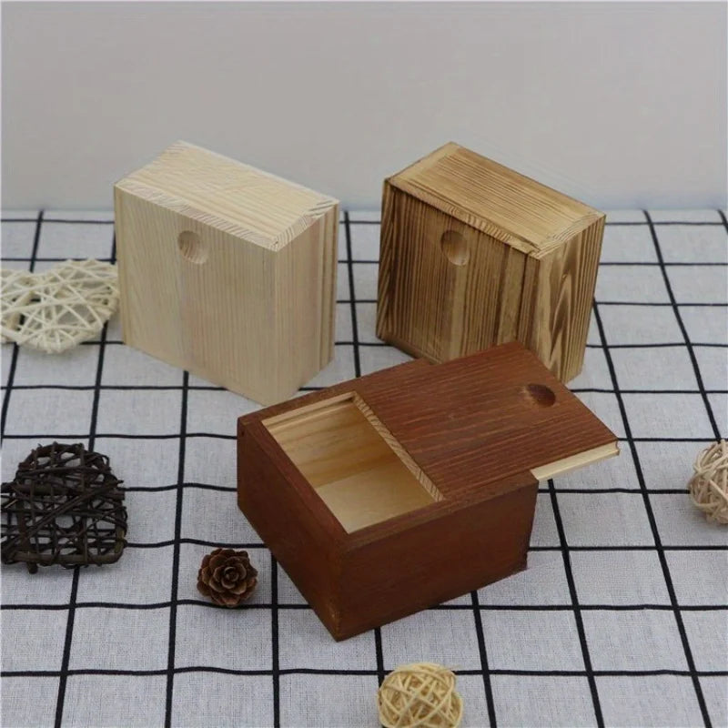 Pine Wood Sliding Lid Box – Soap, Gift & Earphone Storage Wooden Gift Box Babs