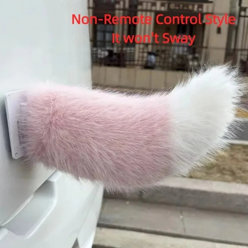 Remote Control Wagging Fox Tail Scooter Car Decoration Vehicle Tail Decor Babs Pink