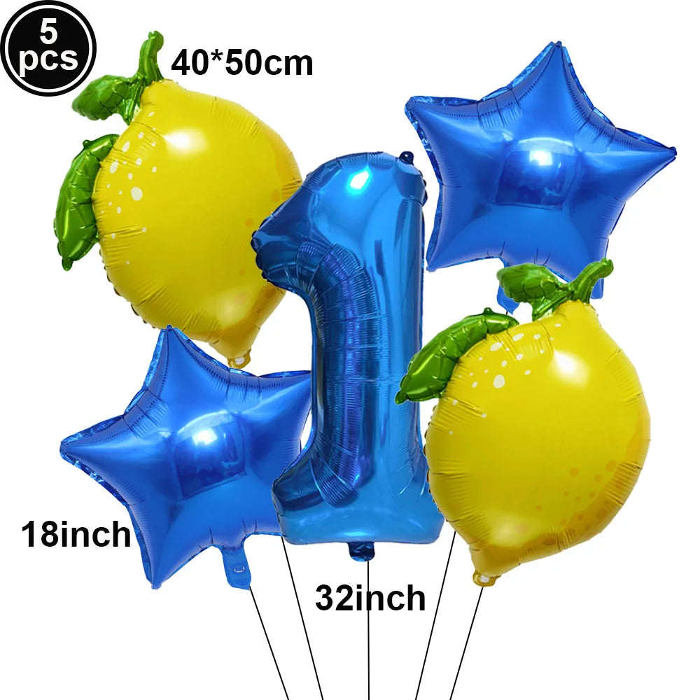 Lemon Foil Balloon Set with 32" Number Balloons – Party Decor Foil Balloon Set Babs Burgundy as show