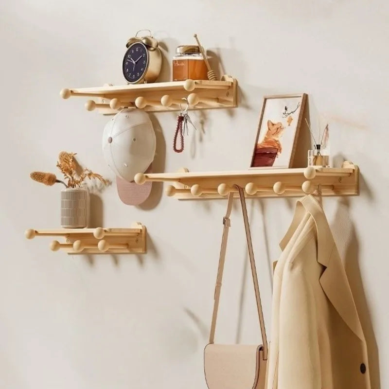 Wall Mounted Wooden Coat Rack – 6-Hook Pine Entryway Organizer Wall Coat Rack Babs