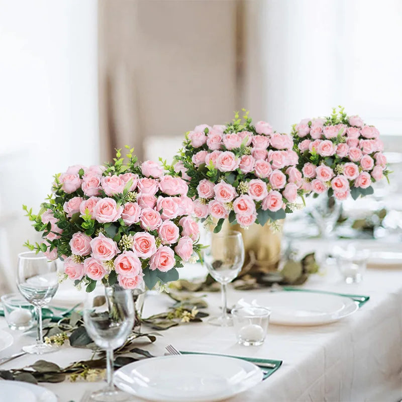 Silk Rose Artificial Flower Bouquet – Wedding & Home Decor Artificial Flower Bouquet Babs