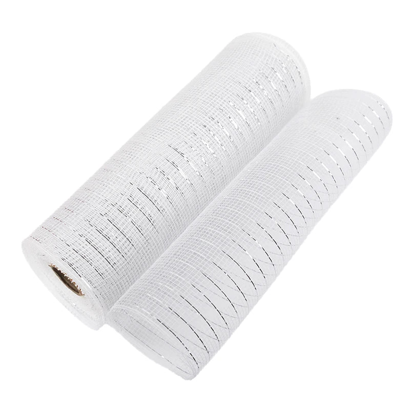 10 Yards Christmas Mesh Ribbon – DIY Wreaths & Xmas Decor Craft Mesh Ribbon Babs White Silver