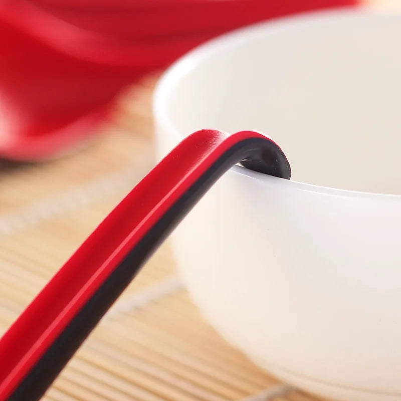 2pcs Japanese Melamine Ramen Soup Spoons – Black & Red Set Soup Spoon Set Babs